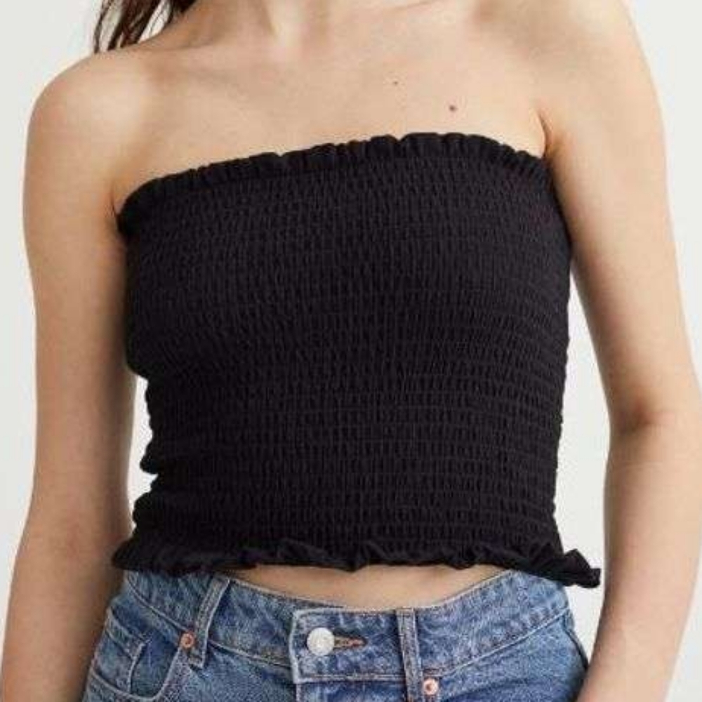 NWT Jed North Smocked Tube Top in Black sz M
